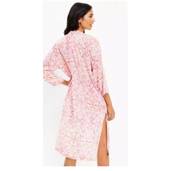 LOFT Beach Ikat Kimono Duster Serenity Pink XS - Picture 3 of 7